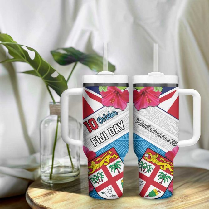 Fiji Day Fijian Hibiscus Special Custom Stanley Quencher 40Oz Stainless Steel Tumbler With Handle - Image 9