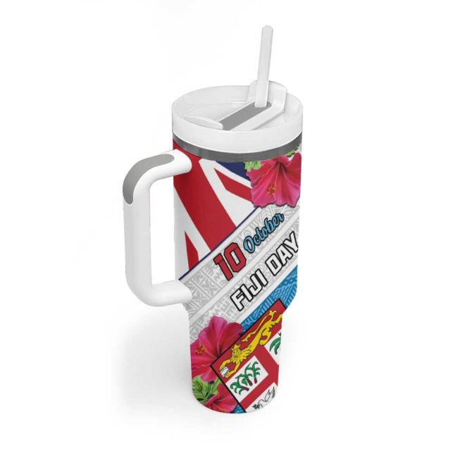 Fiji Day Fijian Hibiscus Special Custom Stanley Quencher 40Oz Stainless Steel Tumbler With Handle - Image 2