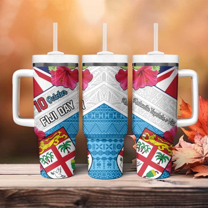 Fiji Day Fijian Hibiscus Special Custom Stanley Quencher 40Oz Stainless Steel Tumbler With Handle - Image 4