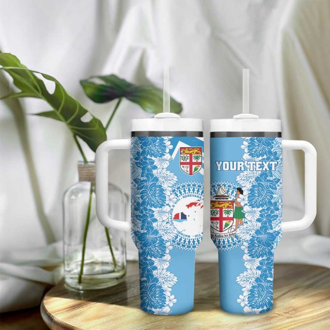 Fiji Day Fijian Map Hibiscus Tapa Custom Stanley Quencher 40Oz Stainless Steel Tumbler With Handle - Image 9