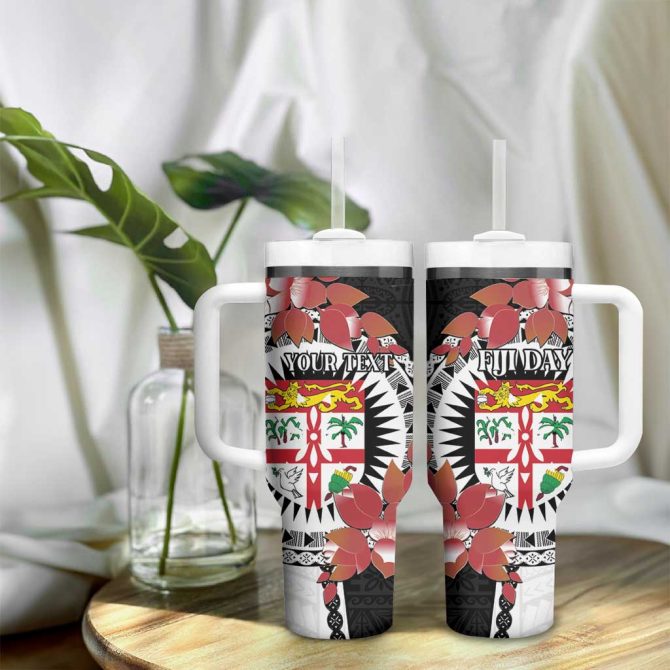 Fiji Day Fijian Tapa Mix Tagimoucia Black Custom Stanley Quencher 40Oz Stainless Steel Tumbler With Handle - Image 9