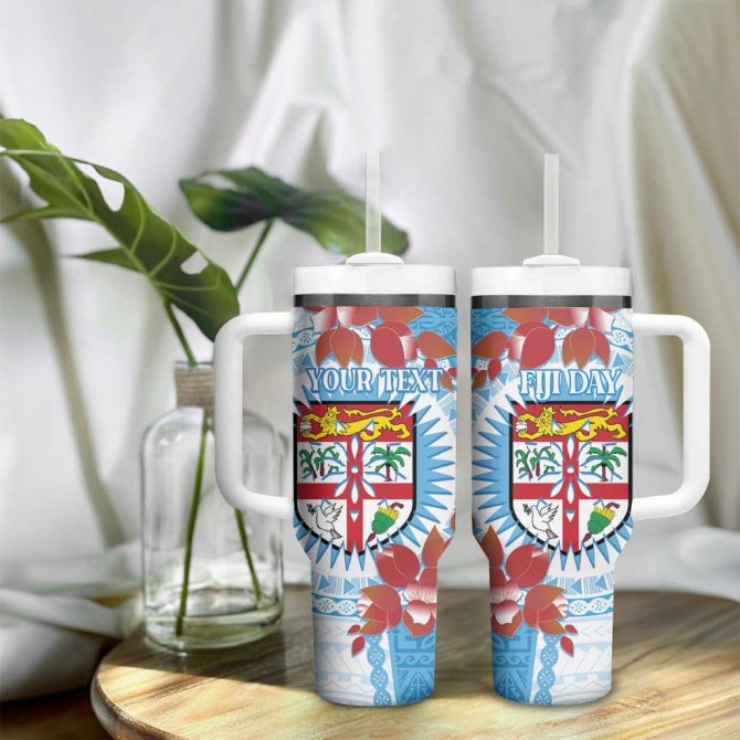 Fiji Day Fijian Tapa Mix Tagimoucia Blue Custom Stanley Quencher 40Oz Stainless Steel Tumbler With Handle - Image 9