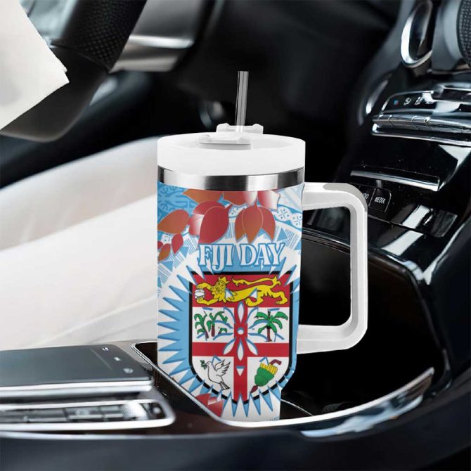 Fiji Day Fijian Tapa Mix Tagimoucia Blue Custom Stanley Quencher 40Oz Stainless Steel Tumbler With Handle - Image 8