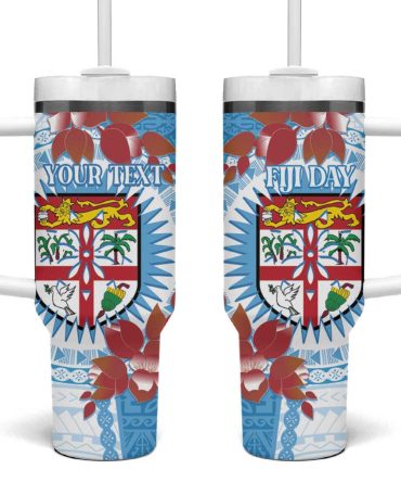 Fiji Day Fijian Tapa Mix Tagimoucia Blue Custom Stanley Quencher 40Oz Stainless Steel Tumbler With Handle