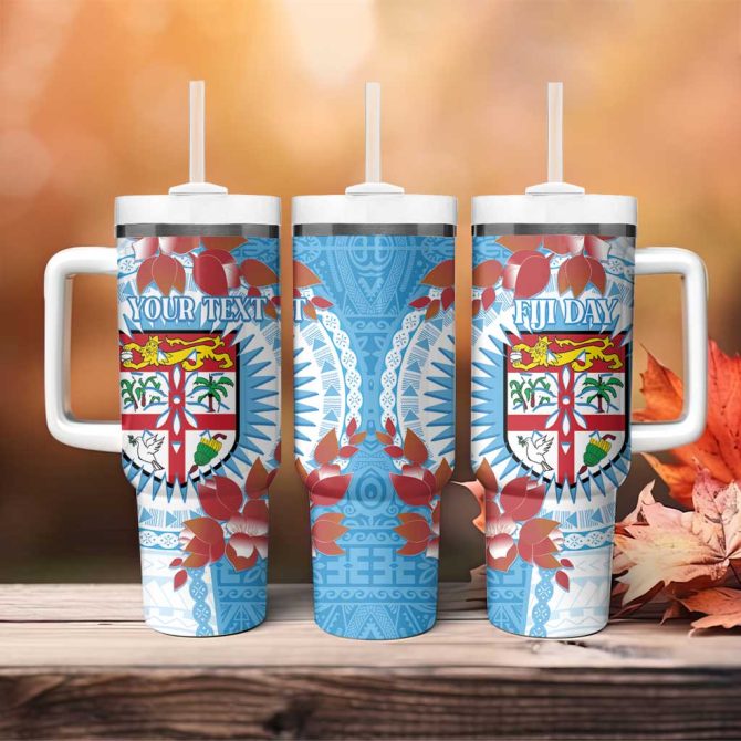 Fiji Day Fijian Tapa Mix Tagimoucia Blue Custom Stanley Quencher 40Oz Stainless Steel Tumbler With Handle - Image 4
