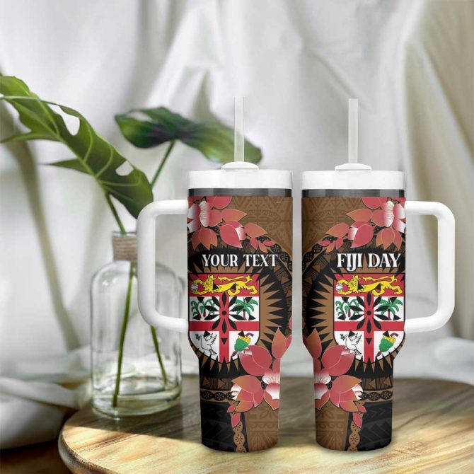 Fiji Day Fijian Tapa Mix Tagimoucia Brown Custom Stanley Quencher 40Oz Stainless Steel Tumbler With Handle - Image 9