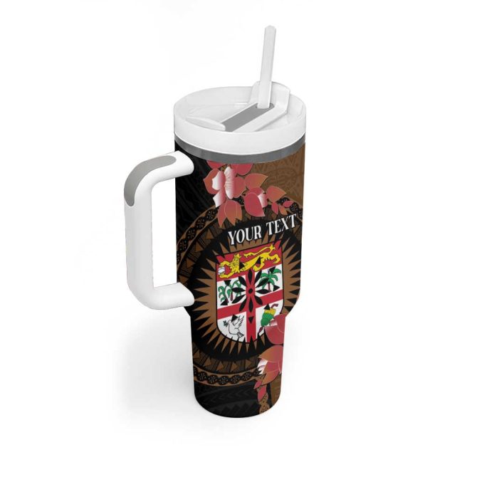 Fiji Day Fijian Tapa Mix Tagimoucia Brown Custom Stanley Quencher 40Oz Stainless Steel Tumbler With Handle - Image 2