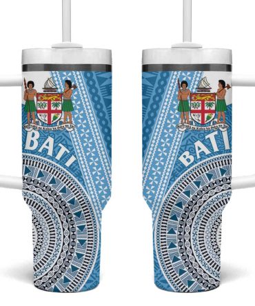 Fiji Rugby Bati Tapa Custom Stanley Quencher 40Oz Stainless Steel Tumbler With Handle