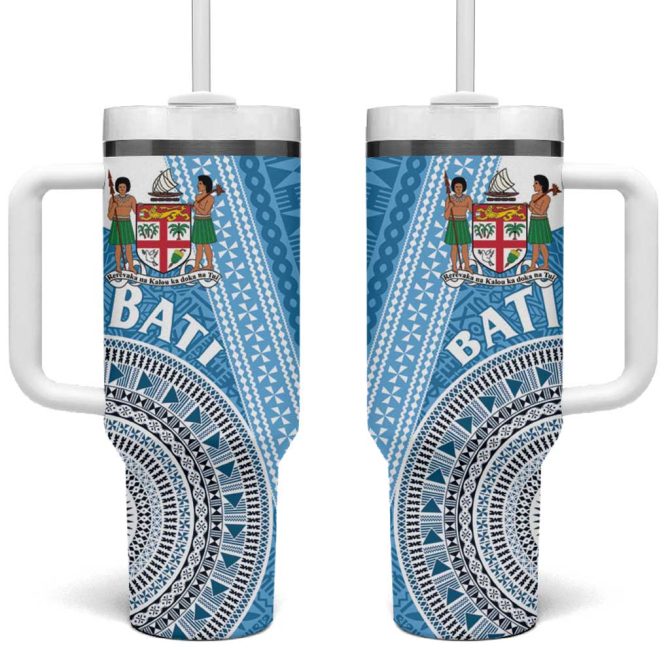 Fiji Rugby Bati Tapa Custom Stanley Quencher 40Oz Stainless Steel Tumbler With Handle