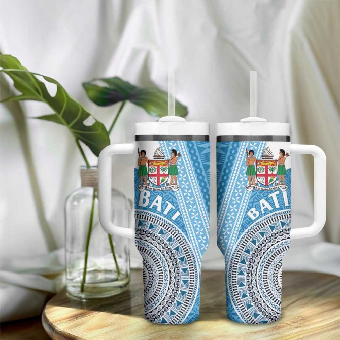 Fiji Rugby Bati Tapa Custom Stanley Quencher 40Oz Stainless Steel Tumbler With Handle - Image 9
