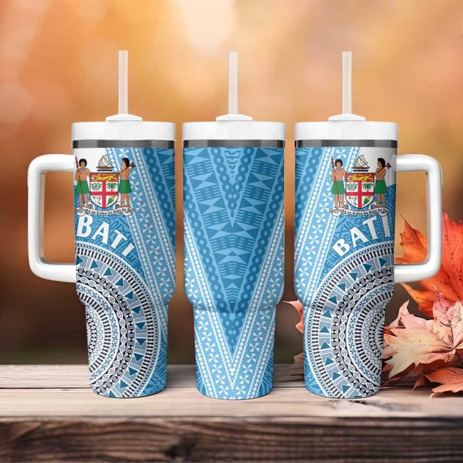 Fiji Rugby Bati Tapa Custom Stanley Quencher 40Oz Stainless Steel Tumbler With Handle - Image 4