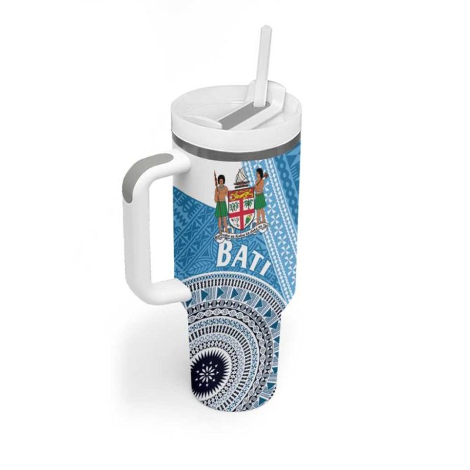 Fiji Rugby Bati Tapa Custom Stanley Quencher 40Oz Stainless Steel Tumbler With Handle - Image 2
