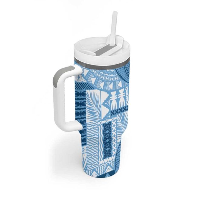 Fiji Rugby Bula Masi Fish Tail Kaivity Cibi Turquoise Custom Stanley Quencher 40Oz Stainless Steel Tumbler With Handle - Image 2