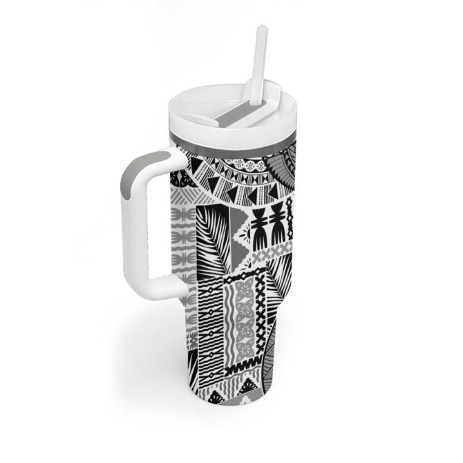 Fiji Rugby Bula Masi Fish Tail Kaivity Cibi White Custom Stanley Quencher 40Oz Stainless Steel Tumbler With Handle - Image 2