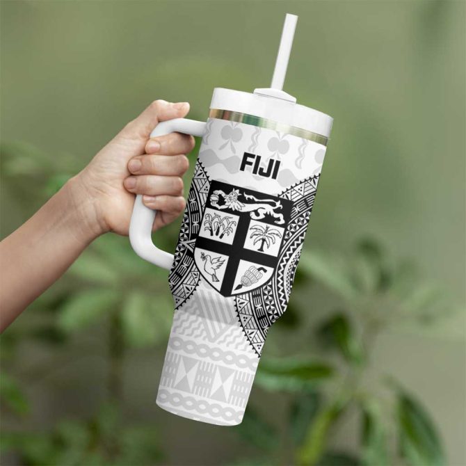 Fiji Rugby Go Champions World Cup Fijian Tapa Custom Stanley Quencher 40Oz Stainless Steel Tumbler With Handle - Image 3