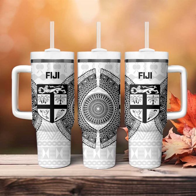 Fiji Rugby Go Champions World Cup Fijian Tapa Custom Stanley Quencher 40Oz Stainless Steel Tumbler With Handle - Image 4
