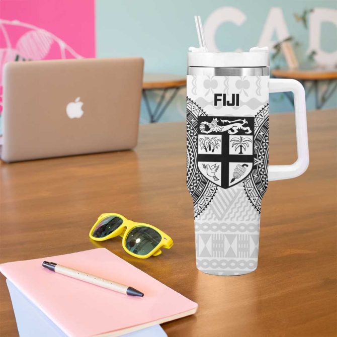 Fiji Rugby Go Champions World Cup Fijian Tapa Custom Stanley Quencher 40Oz Stainless Steel Tumbler With Handle - Image 5