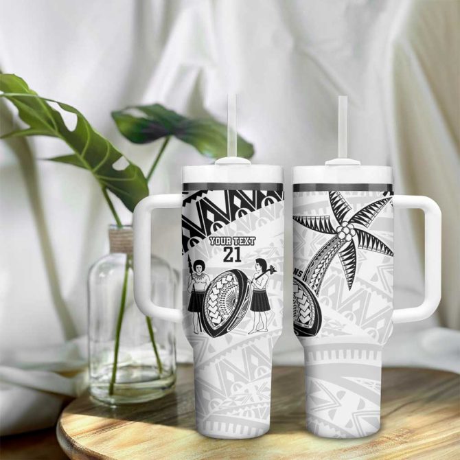 Fiji Rugby Pacific Polynesian Palm Tattoo Custom Stanley Quencher 40Oz Stainless Steel Tumbler With Handle - Image 9