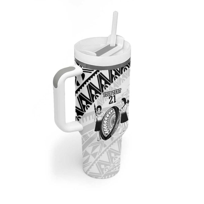 Fiji Rugby Pacific Polynesian Palm Tattoo Custom Stanley Quencher 40Oz Stainless Steel Tumbler With Handle - Image 2