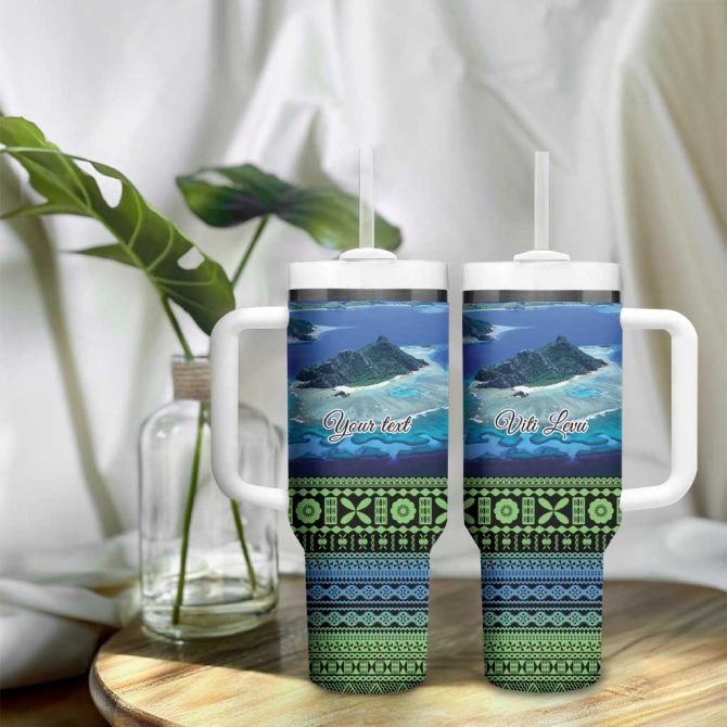 Fiji Viti Levu Tagimoucia And Tapa Tribal Custom Stanley Quencher 40Oz Stainless Steel Tumbler With Handle - Image 9