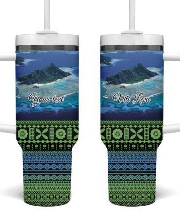 Fiji Viti Levu Tagimoucia And Tapa Tribal Custom Stanley Quencher 40Oz Stainless Steel Tumbler With Handle