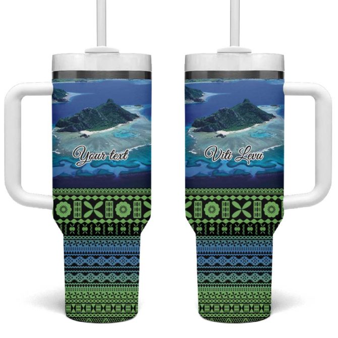Fiji Viti Levu Tagimoucia And Tapa Tribal Custom Stanley Quencher 40Oz Stainless Steel Tumbler With Handle
