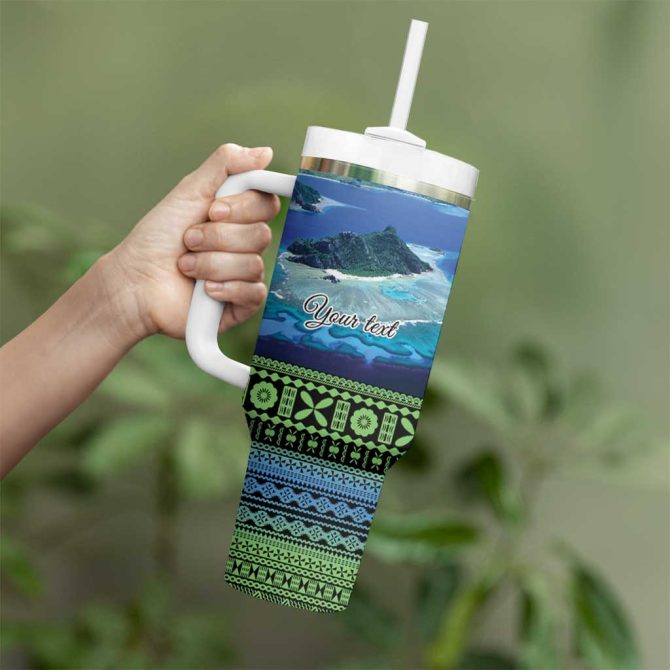 Fiji Viti Levu Tagimoucia And Tapa Tribal Custom Stanley Quencher 40Oz Stainless Steel Tumbler With Handle - Image 3