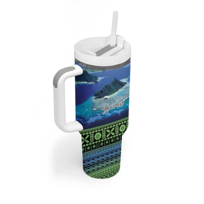 Fiji Viti Levu Tagimoucia And Tapa Tribal Custom Stanley Quencher 40Oz Stainless Steel Tumbler With Handle - Image 2