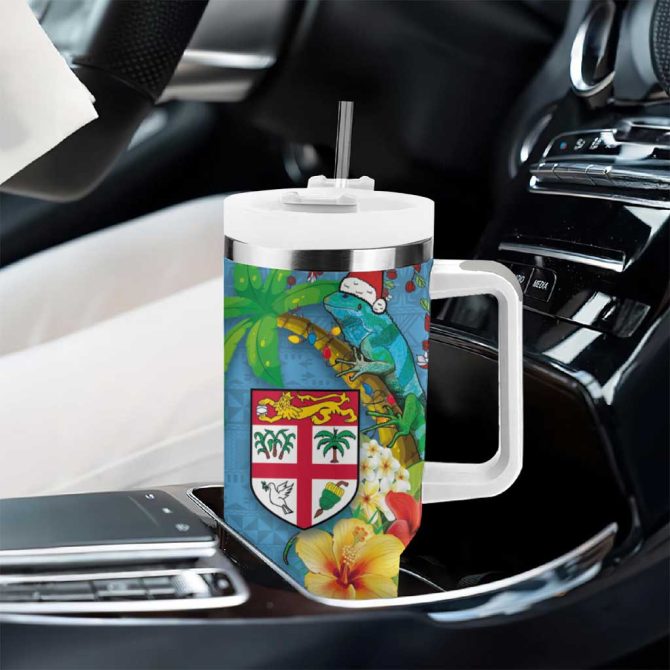 Fijians Iguana Tagimoucia Christmas Palm Tree And Hibiscus Custom Stanley Quencher 40Oz Stainless Steel Tumbler With Handle - Image 8