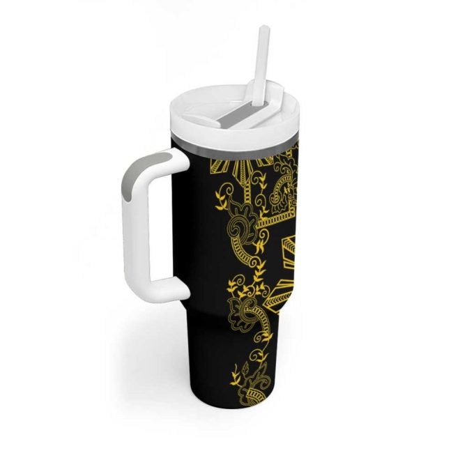 Filipino Sun Tribal Tattoo Philippines Inspired Barong Simple Gold Custom Stanley Quencher 40Oz Stainless Steel Tumbler With Handle - Image 2