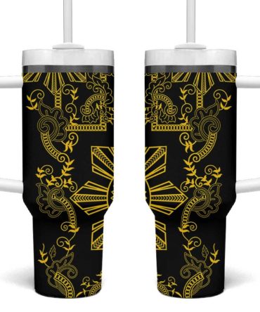 Filipino Sun Tribal Tattoo Philippines Inspired Barong Simple Gold Custom Stanley Quencher 40Oz Stainless Steel Tumbler With Handle
