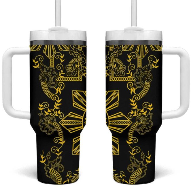 Filipino Sun Tribal Tattoo Philippines Inspired Barong Simple Gold Custom Stanley Quencher 40Oz Stainless Steel Tumbler With Handle