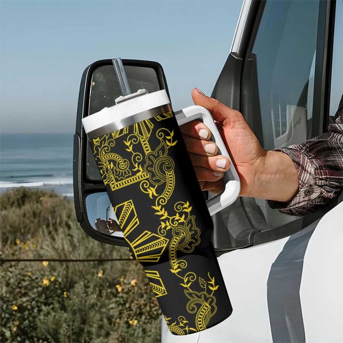 Filipino Sun Tribal Tattoo Philippines Inspired Barong Simple Gold Custom Stanley Quencher 40Oz Stainless Steel Tumbler With Handle - Image 7