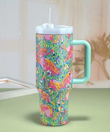 Fink Flamingo Custom Stanley Quencher 40Oz Stainless Steel Tumbler With Handle