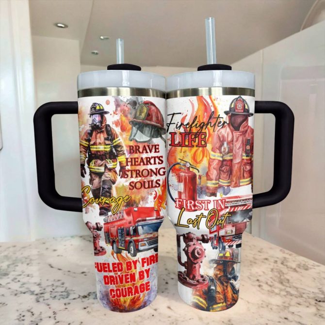 Firefighter Custom Stanley Quencher 40Oz Stainless Steel Tumbler With Handle - Image 2
