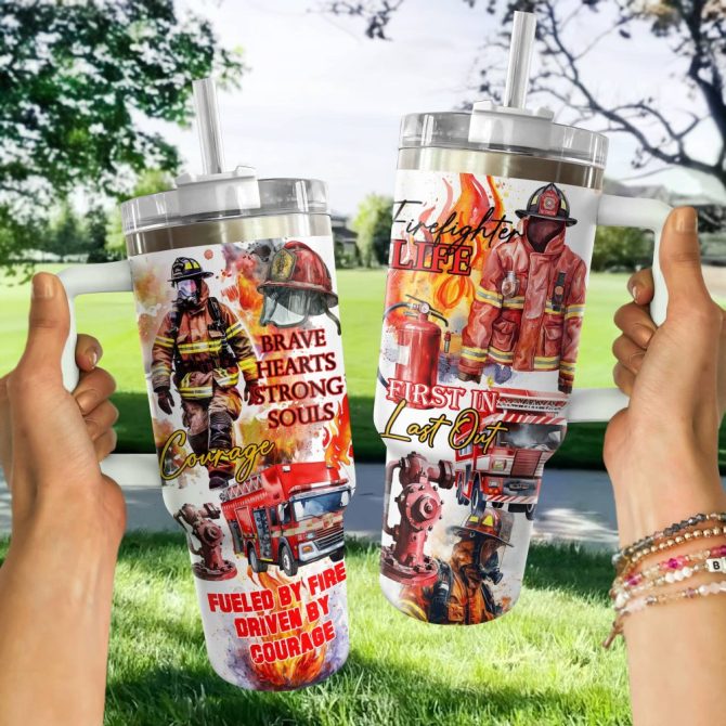 Firefighter Custom Stanley Quencher 40Oz Stainless Steel Tumbler With Handle - Image 3
