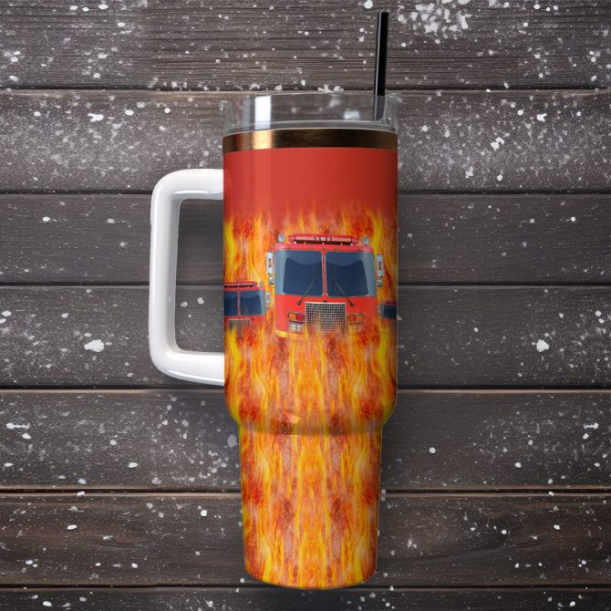 Firefighter Custom Stanley Quencher 40Oz Stainless Steel Tumbler With Handle - Image 2