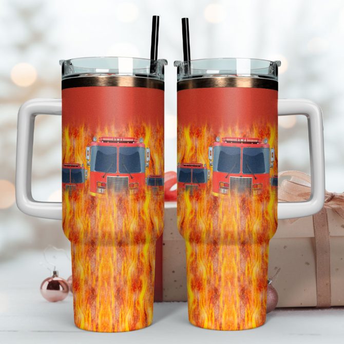 Firefighter Custom Stanley Quencher 40Oz Stainless Steel Tumbler With Handle - Image 4