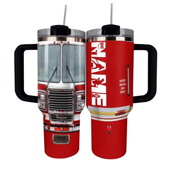 Firefighter Custom Stanley Quencher 40Oz Stainless Steel Tumbler With Handle - Image 2