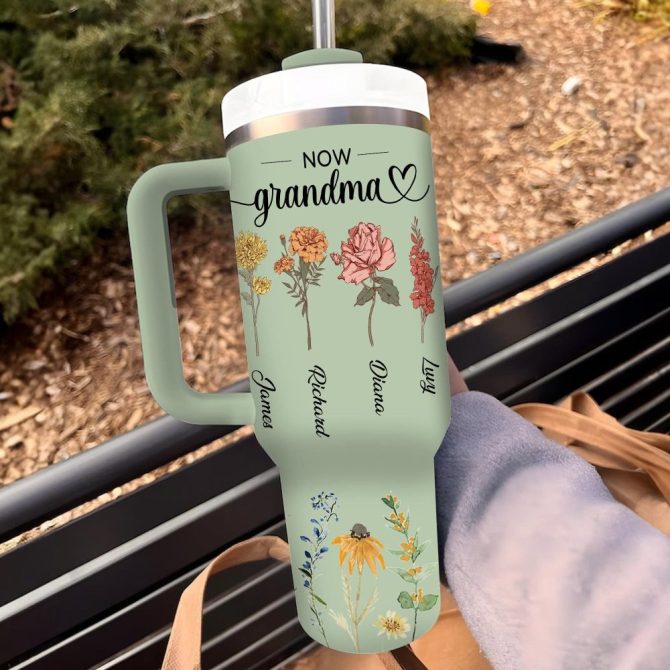 First Mom Now Grandma Custom Stanley Quencher 40Oz Stainless Steel Tumbler - Image 5