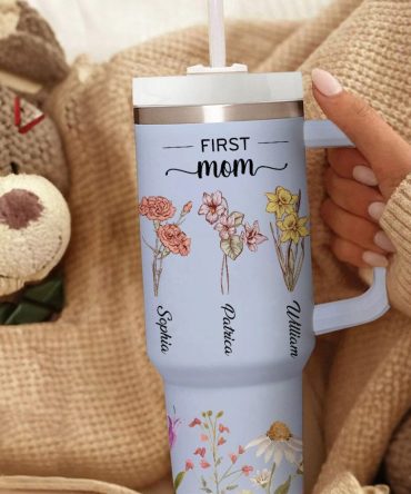 First Mom Now Grandma Custom Stanley Quencher 40Oz Stainless Steel Tumbler