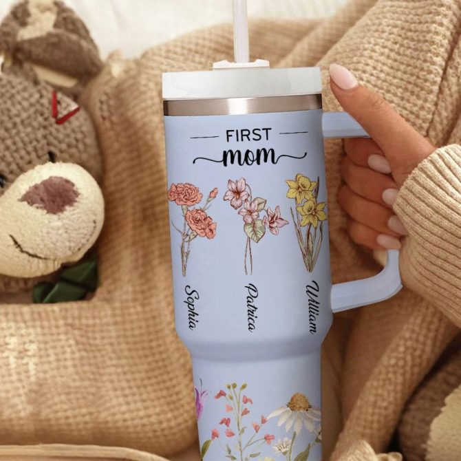 First Mom Now Grandma Custom Stanley Quencher 40Oz Stainless Steel Tumbler - Image 7
