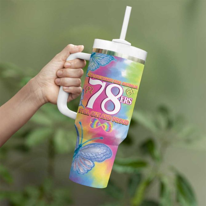 First Sydney Madri Gras Australia 78Ers Still Out And Proud Custom Stanley Quencher 40Oz Stainless Steel Tumbler With Handle - Image 4