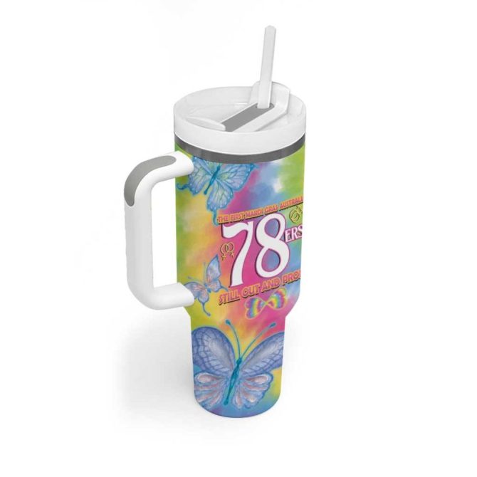 First Sydney Madri Gras Australia 78Ers Still Out And Proud Custom Stanley Quencher 40Oz Stainless Steel Tumbler With Handle - Image 3