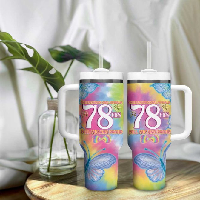 First Sydney Madri Gras Australia 78Ers Still Out And Proud Custom Stanley Quencher 40Oz Stainless Steel Tumbler With Handle - Image 9