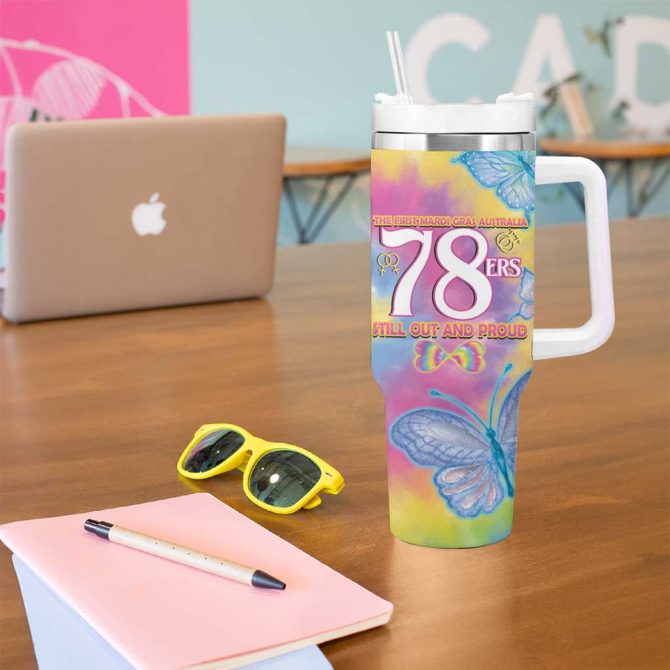 First Sydney Madri Gras Australia 78Ers Still Out And Proud Custom Stanley Quencher 40Oz Stainless Steel Tumbler With Handle - Image 5