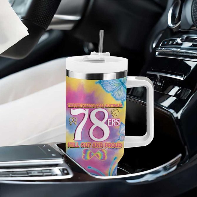 First Sydney Madri Gras Australia 78Ers Still Out And Proud Custom Stanley Quencher 40Oz Stainless Steel Tumbler With Handle - Image 8