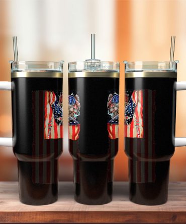 Fishing American Flag Custom Stanley Quencher 40Oz Stainless Steel Tumbler With Handle