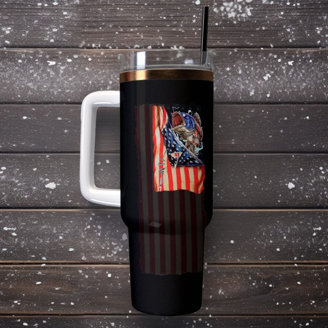 Fishing American Flag Custom Stanley Quencher 40Oz Stainless Steel Tumbler With Handle - Image 2