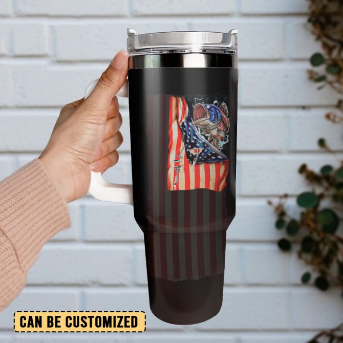 Fishing American Flag Custom Stanley Quencher 40Oz Stainless Steel Tumbler With Handle - Image 3